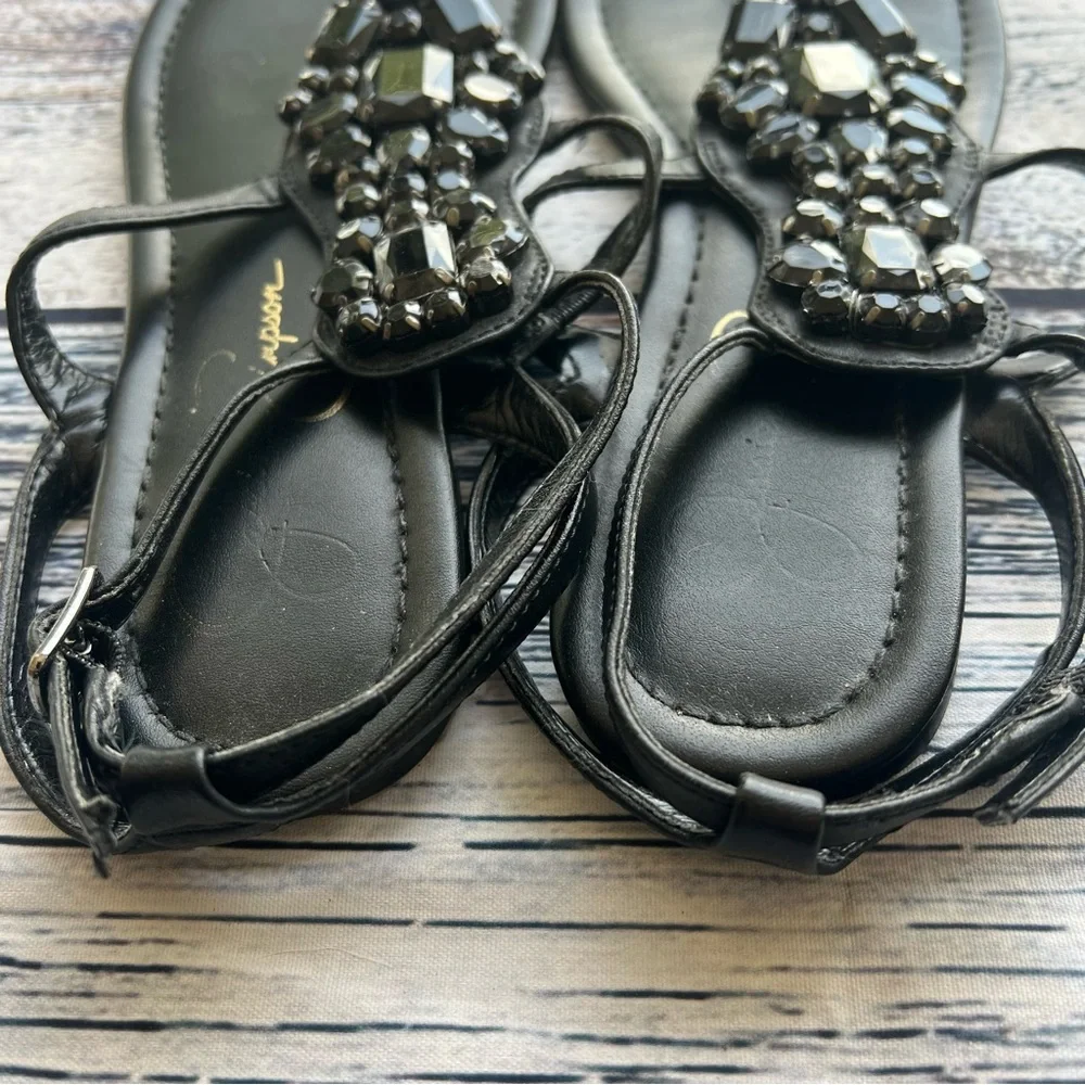 Jessica Simpson “Braylie” Elegant Black Beaded Sandals